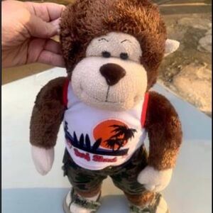 Build-a-Bear monkey with tropical tank top & camo shorts